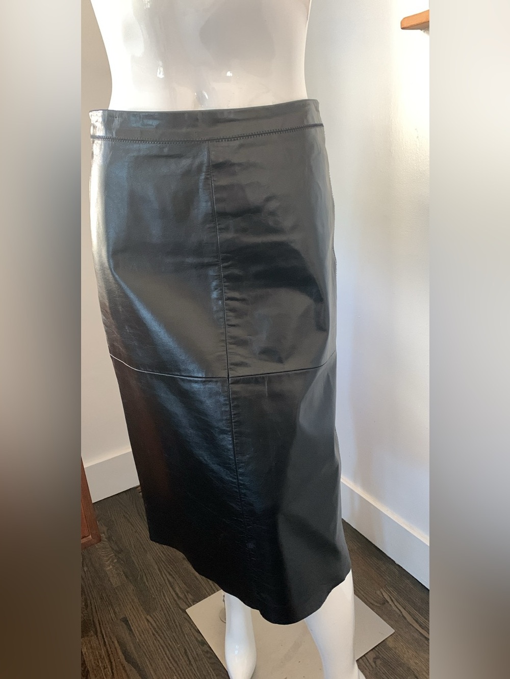 Black Genuine Leather Skirt - Women